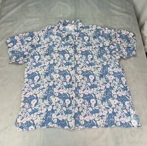 Stunt Collections 100% Silk Floral Vintage 90's Button Up Shirt 3XL Scroll Print